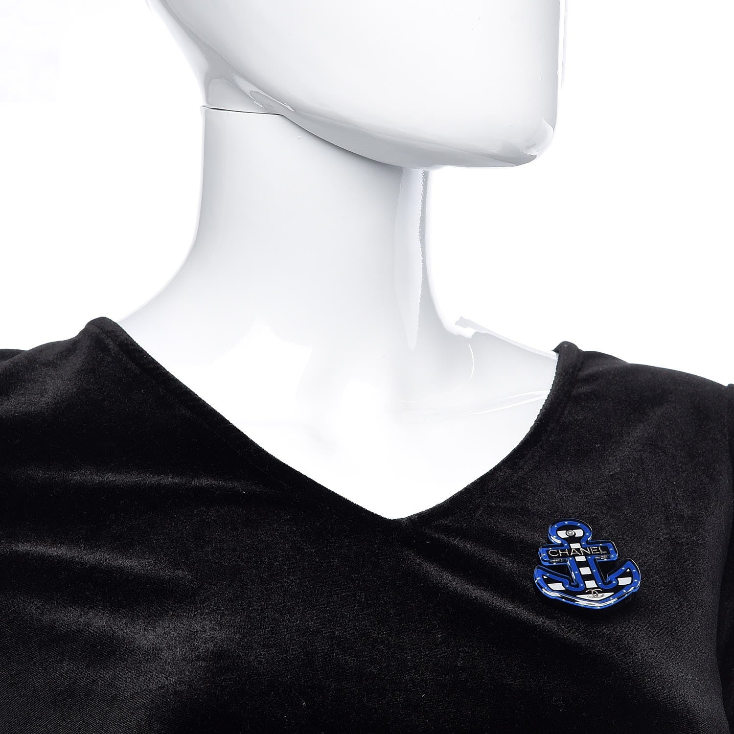 Chanel Resin Pearl Anchor CC Brooch Black Blue 2 of 5