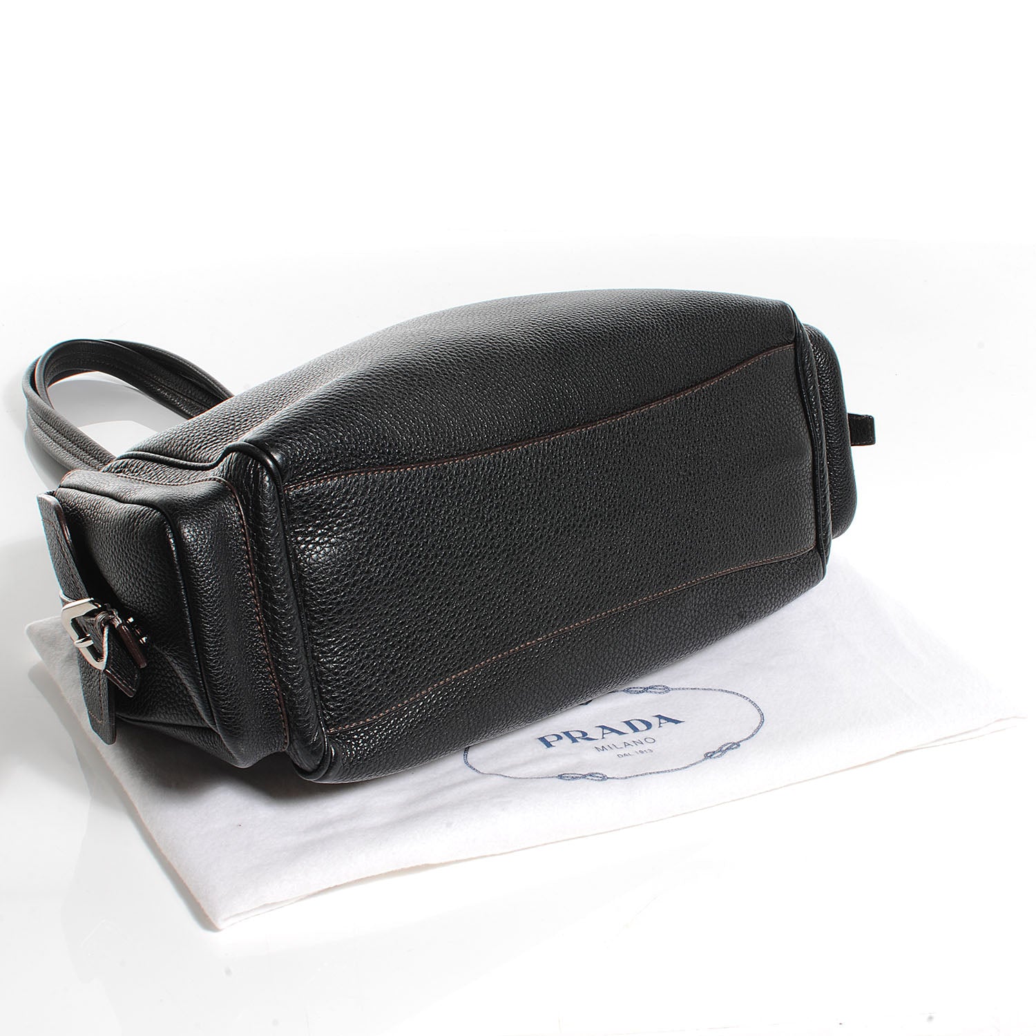Prada Vitello Daino Logo Shoulder Bag Black 4 of 10