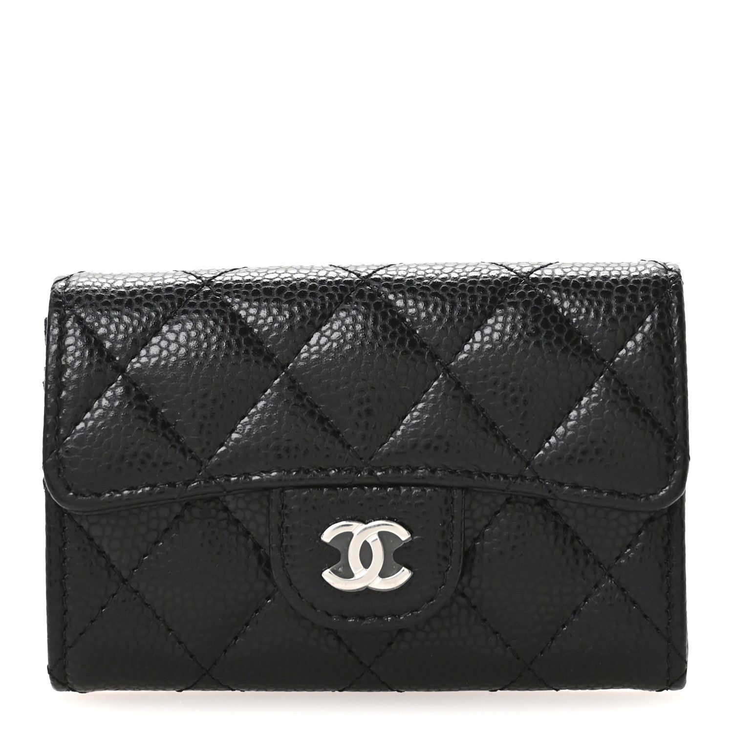 Chanel Caviar Quilted Flap Card Holder Wallet Black 1 of 9