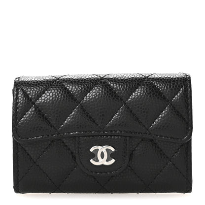 Chanel Caviar Quilted Flap Card Holder Wallet Black 1 of 9