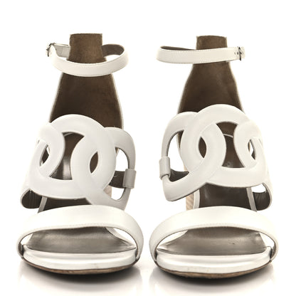 Hermes Nappa Brisbane Wedge Sandals 39.5 White 3 of 13
