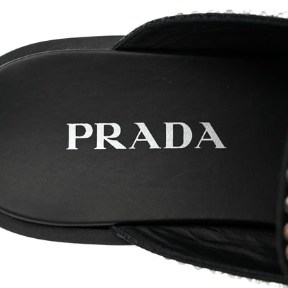 Prada Satin Crystal Metal Triangle Logo 40mm Loafer Mules 38.5 Cristal 8 of 8