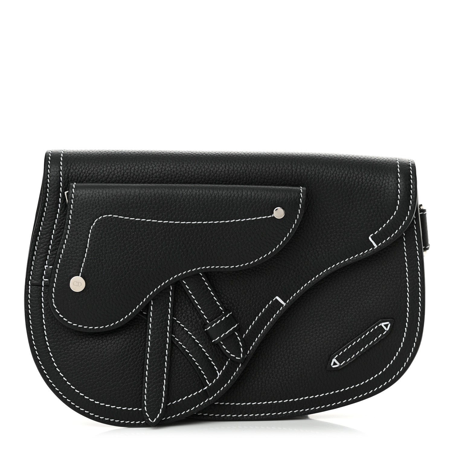 Christian Dior X KAWS Grained Calfskin Saddle Pouch Black 1 of 12