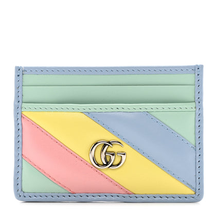 Gucci Calfskin Matelasse Diagonal GG Marmont Card Holder Wallet Multicolor Pastel 1 of 7