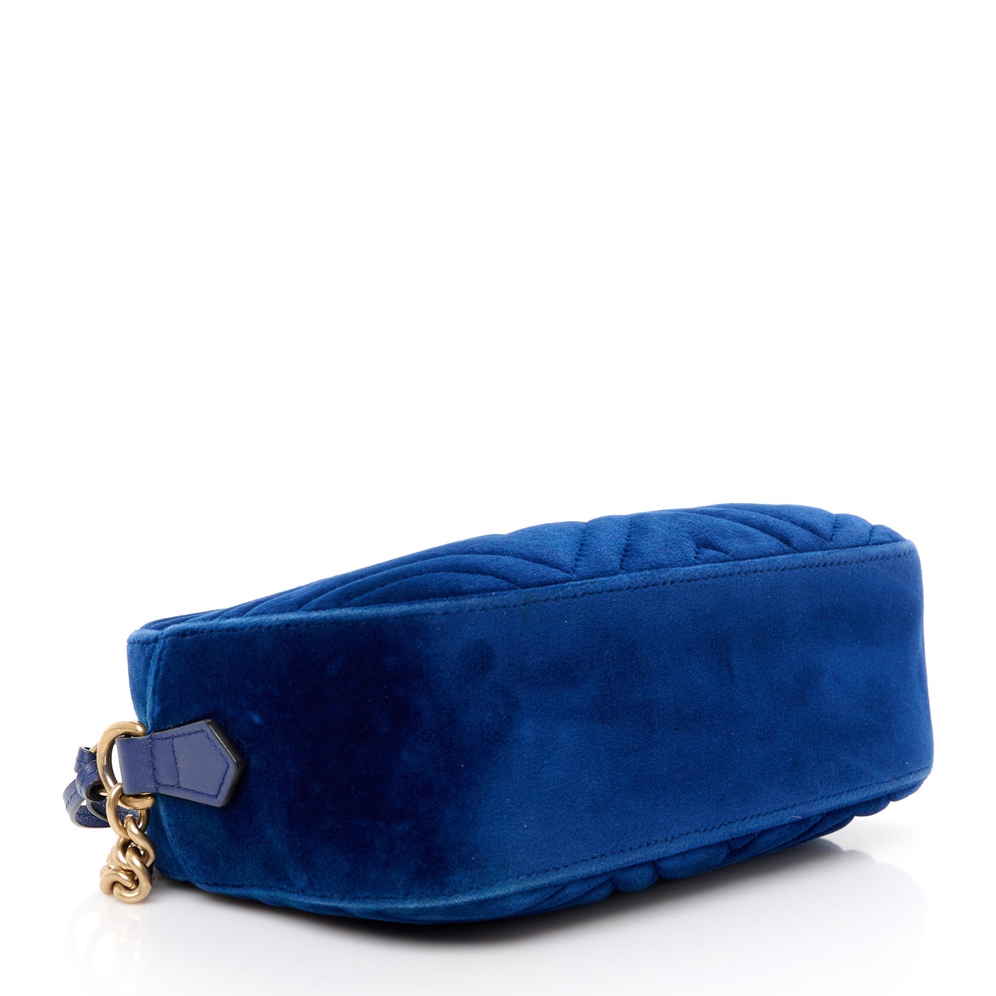 Velvet Matelasse Small GG Marmont Chain Shoulder Bag Cobalt