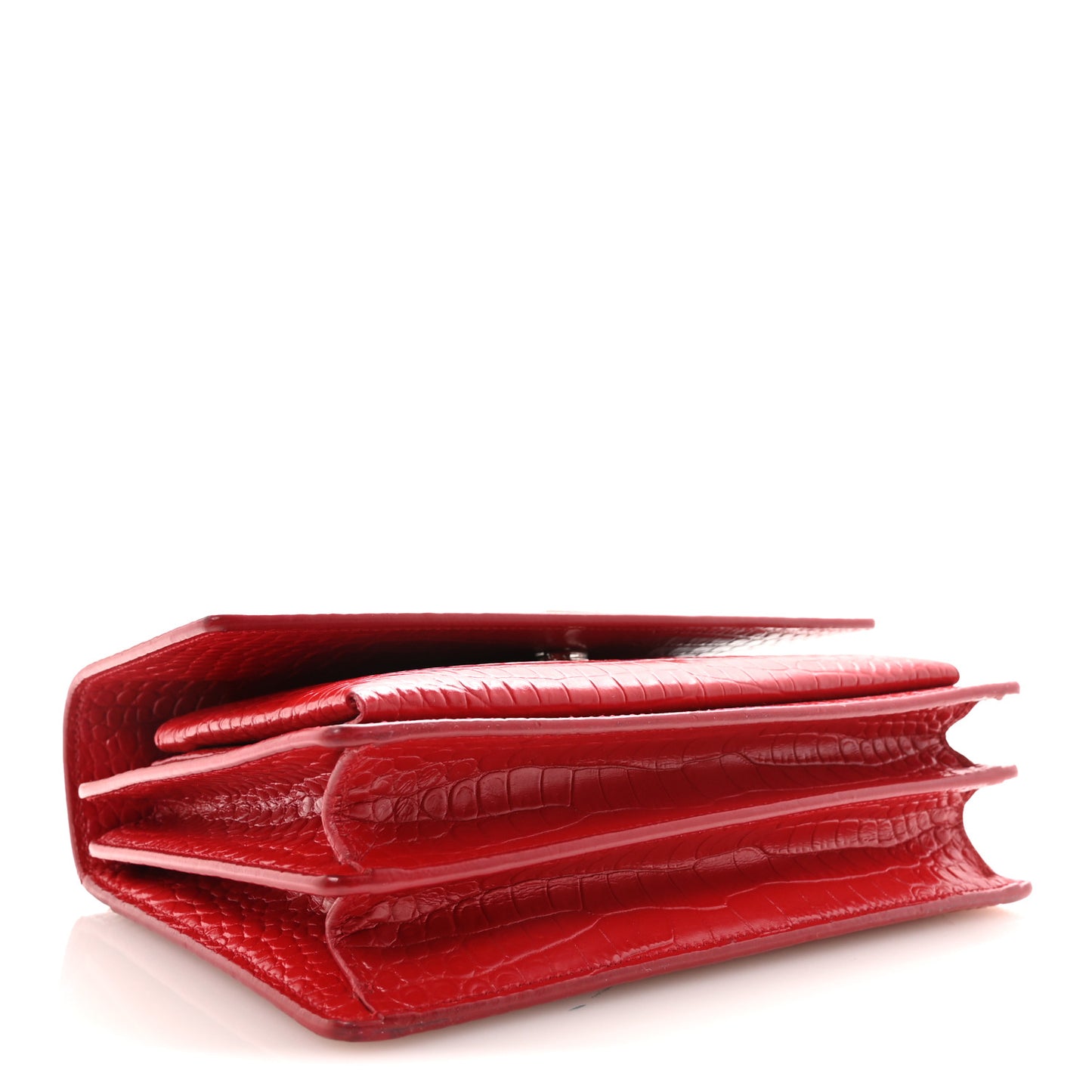 Calfskin Crocodile Embossed Medium Monogram Sunset Rouge Eros