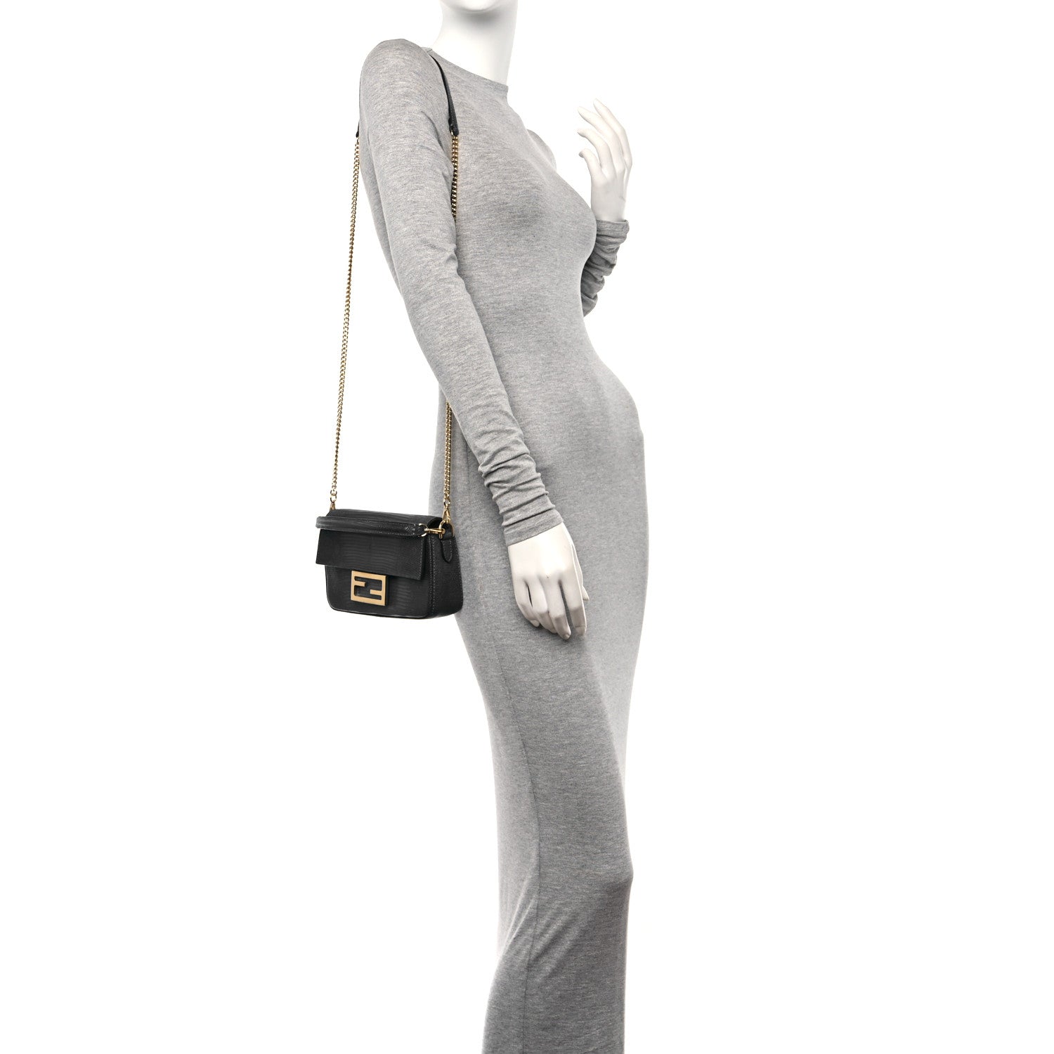 Fendi Lizard Mini Baguette Blue 2 of 10