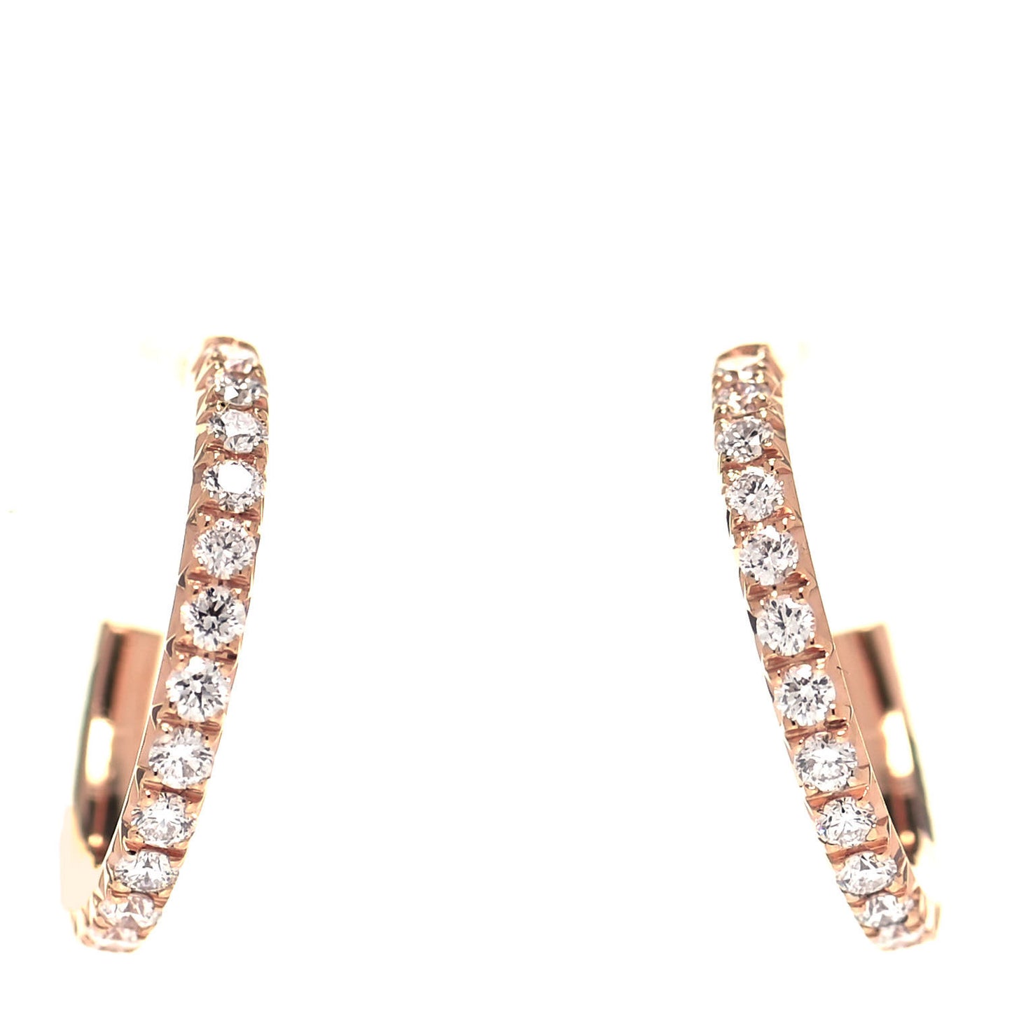 18K Rose Gold Diamond Small Metro Hoop Earrings