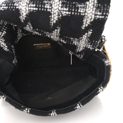 Chanel Tweed Quilted Large Chanel 19 Flap Black White 5 of 12