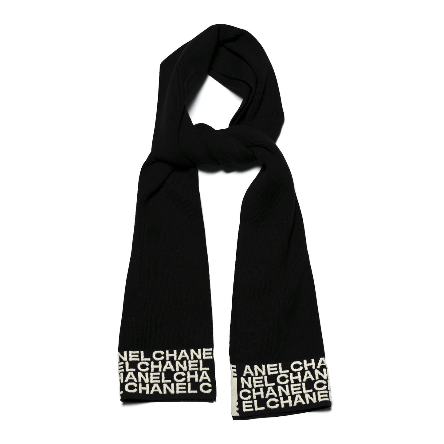 Cashmere Logo Scarf Black White