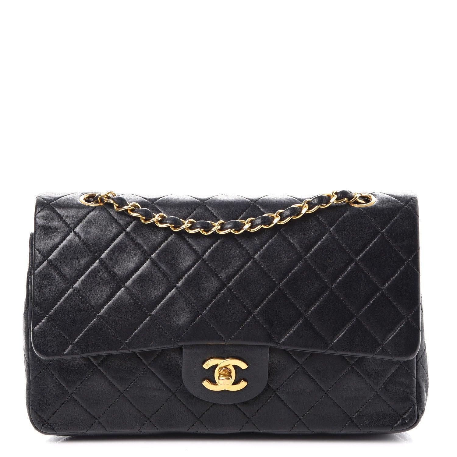 Chanel Lambskin Quilted Medium Double Flap Black 1 of 9
