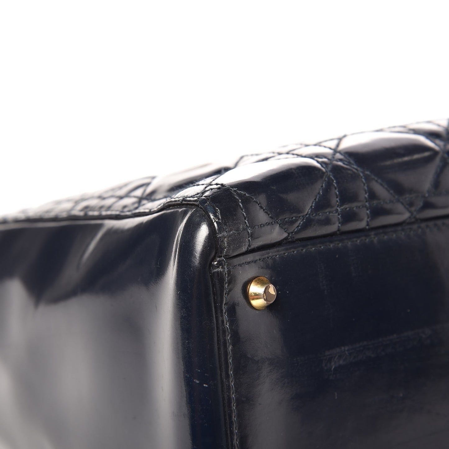 Patent Cannage Large Lady Dior Navy Blue