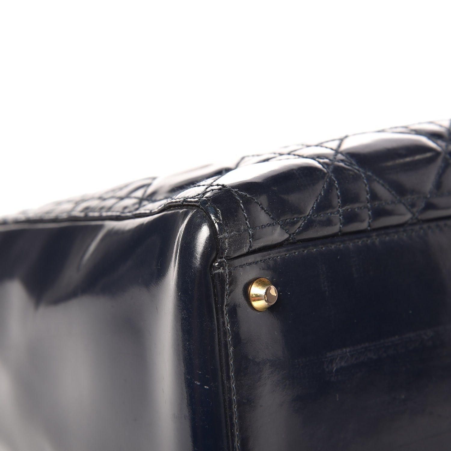 Christian Dior Patent Cannage Large Lady Dior Navy Blue 9 of 14