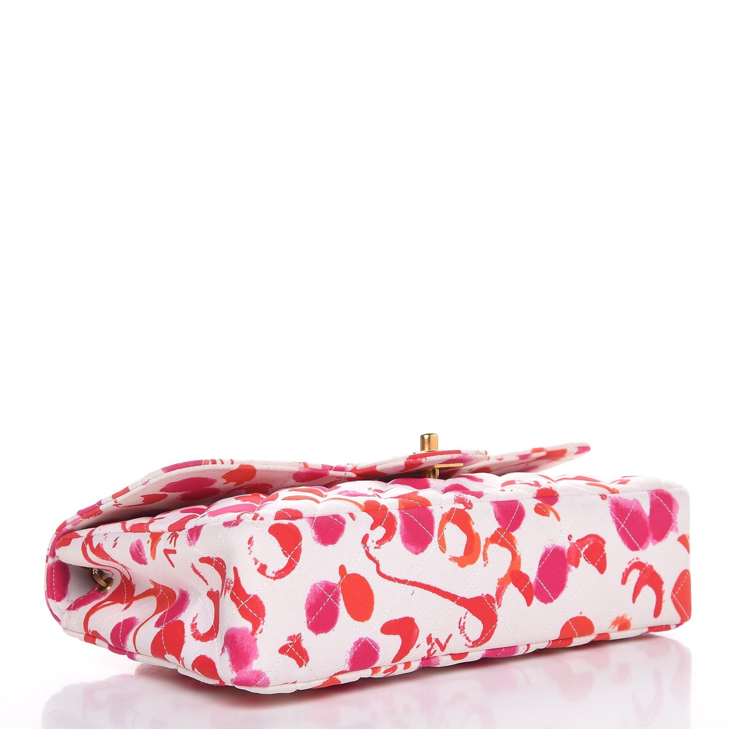 Satin Quilted Splatter Paint Medium Single Flap Red Pink