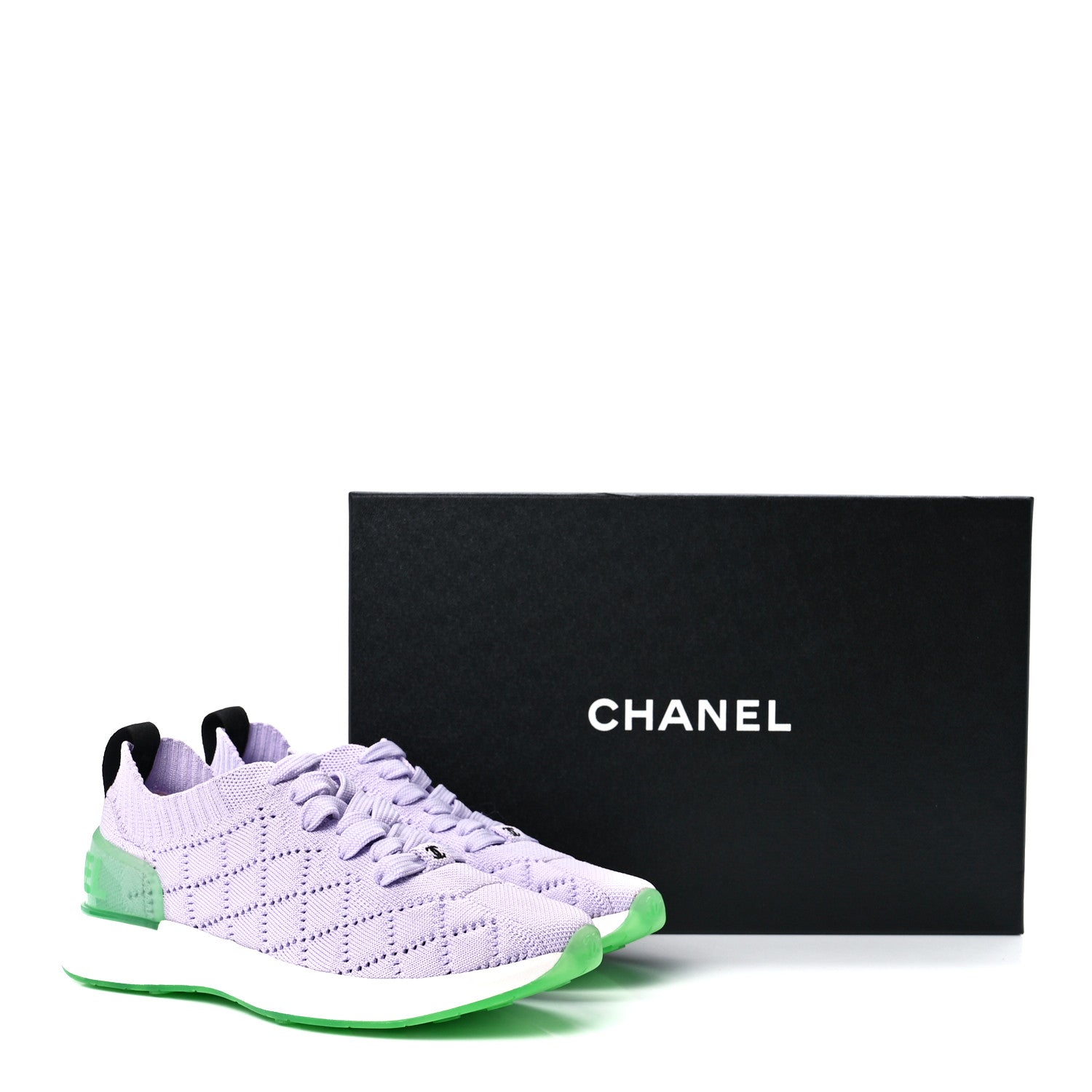 Chanel Mixed Fibers Quilted Womens CC Sneakers 36 Purple 8 of 8