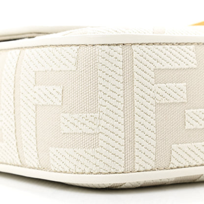 Fendi Canvas Vitello King Extra Strap FF Embroidered Baguette White Ice 9 of 13