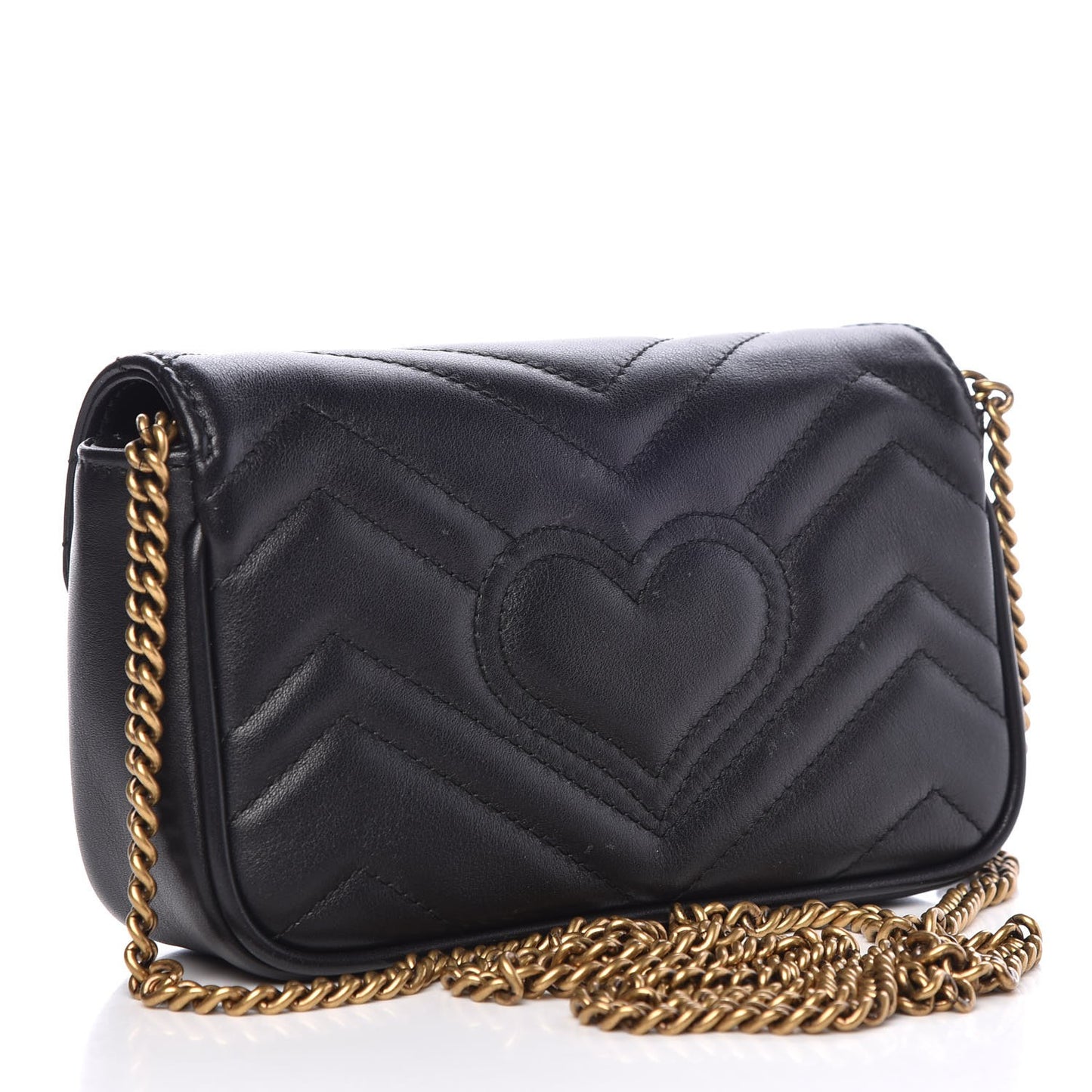 Calfskin Matelasse Super Mini GG Marmont Shoulder Bag Black