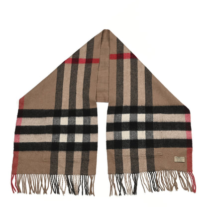 Burberry Cashmere Wool Nova Check St. Helene Blanket Fringe Scarf Camel 1 of 6