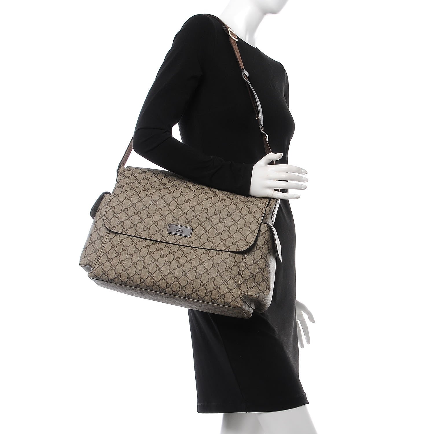 Gucci GG Plus Monogram Messenger Diaper Bag Dark Brown 2 of 16