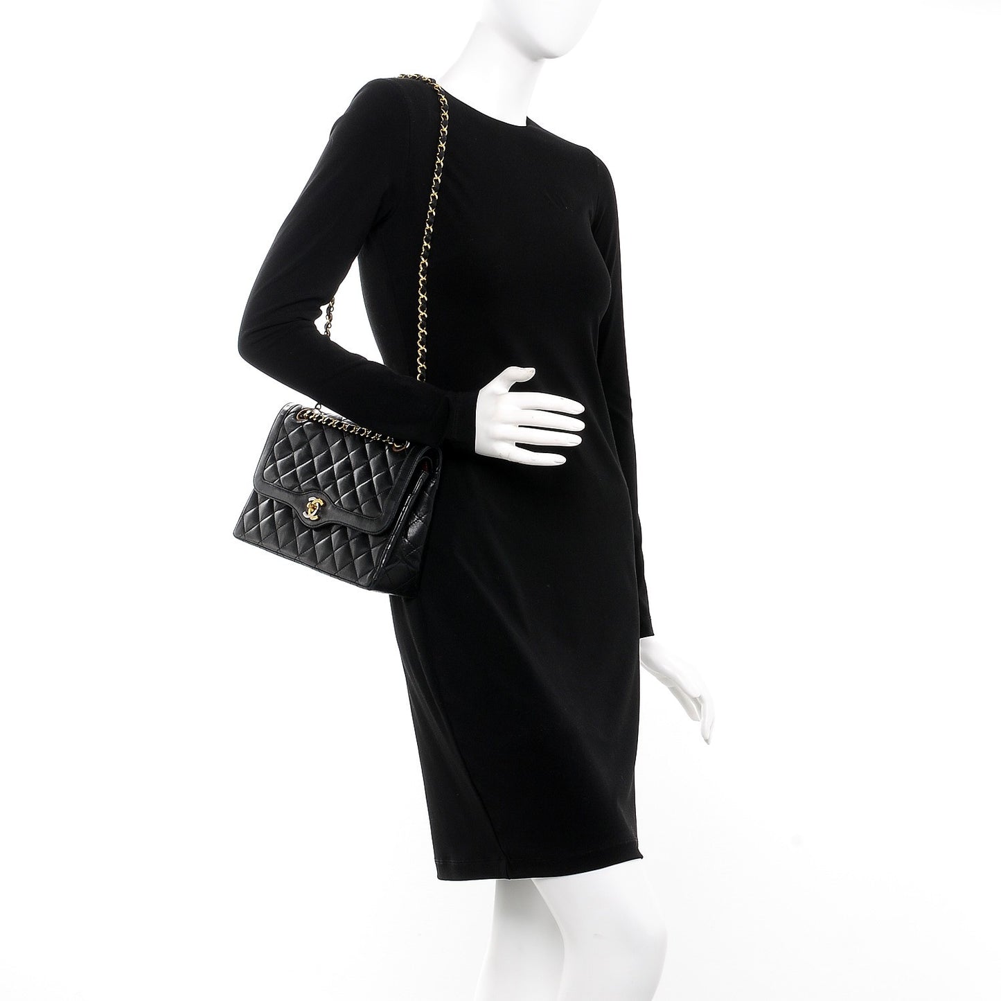 Lambskin Quilted Medium Double Flap Black