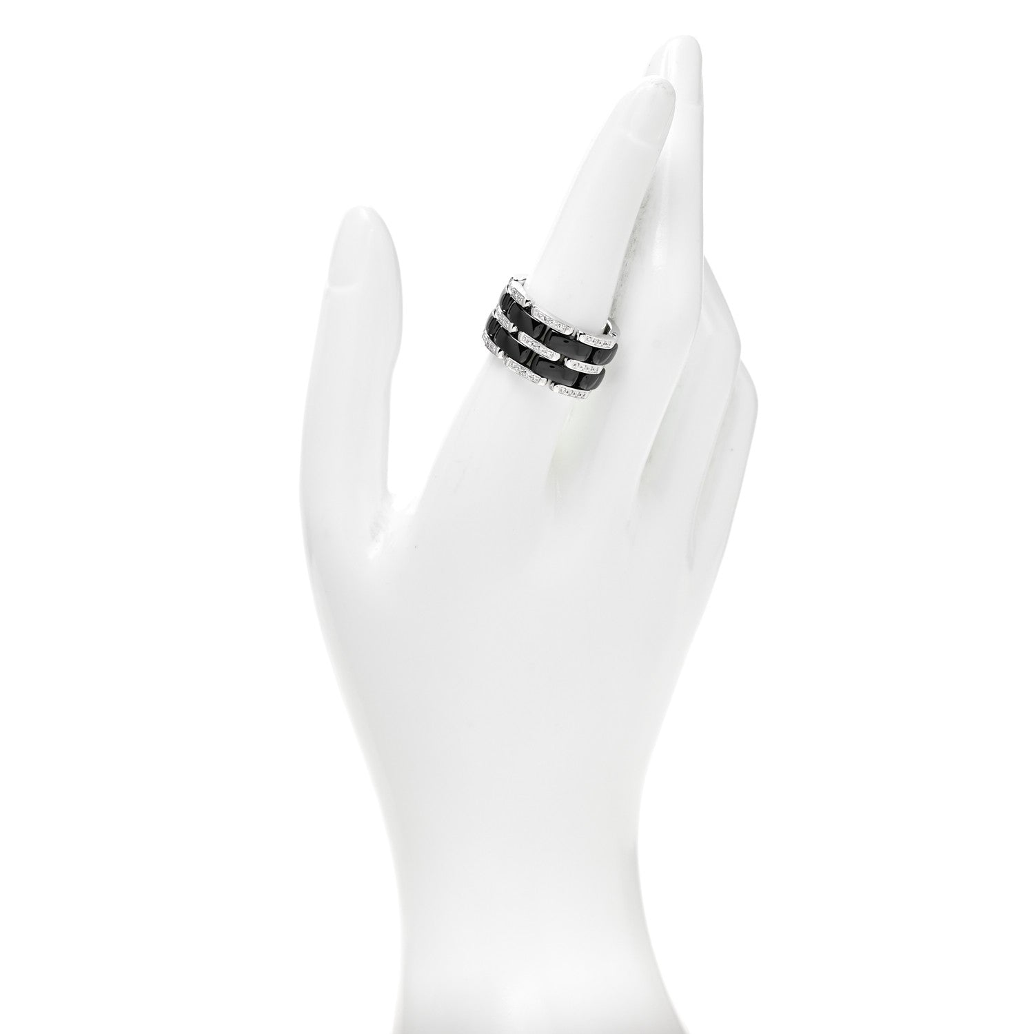 Chanel 18K White Gold Ceramic Diamond Large Ultra Ring Black 54 6.75 2 of 5
