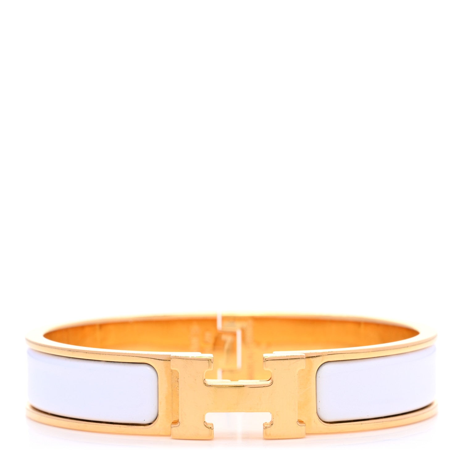 Hermes Enamel Narrow Clic Clac H Bracelet PM White 1 of 5