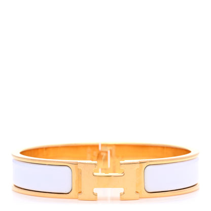 Hermes Enamel Narrow Clic Clac H Bracelet PM White 1 of 5
