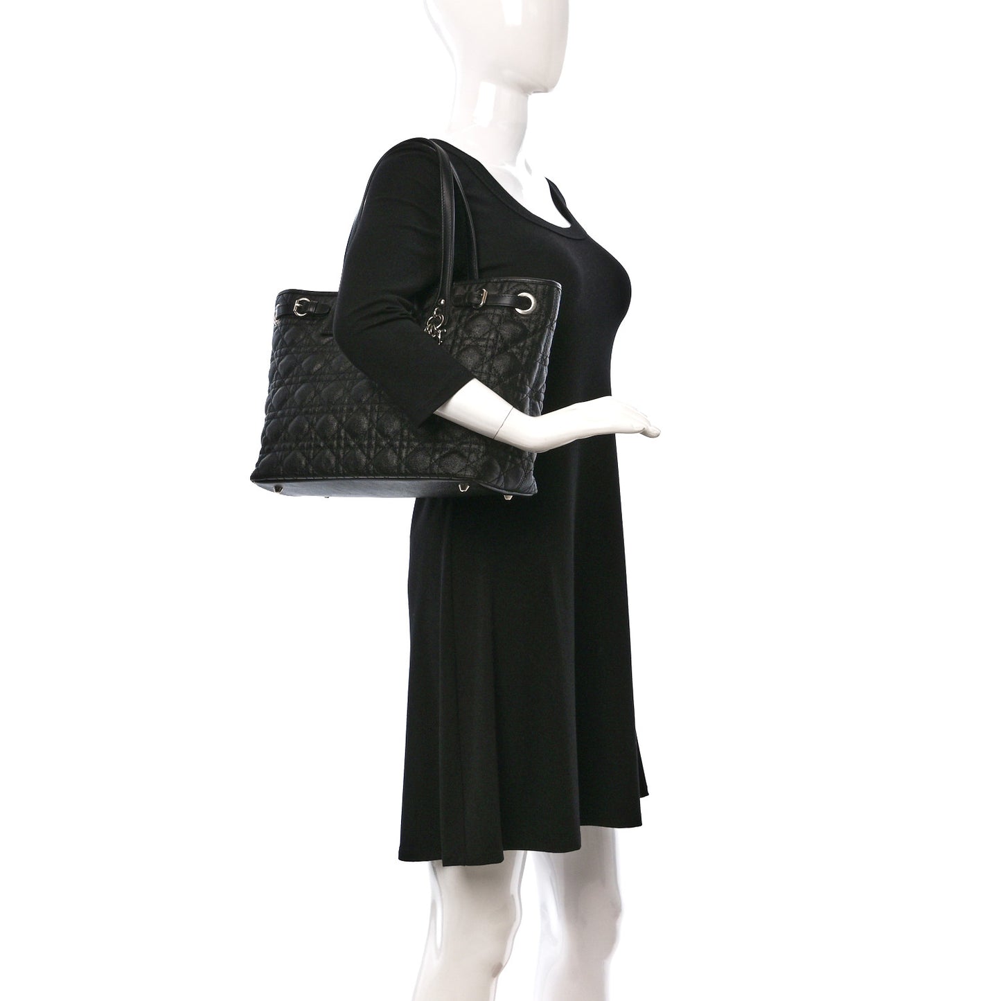 Coated Canvas Cannage Small Panarea Tote Black
