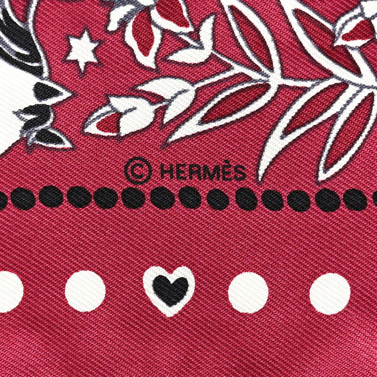 Silk Peuple Du Vent Bandana Twilly Bordeaux White Black