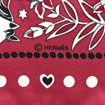 Hermes Silk Peuple Du Vent Bandana Twilly Bordeaux White Black 4 of 4