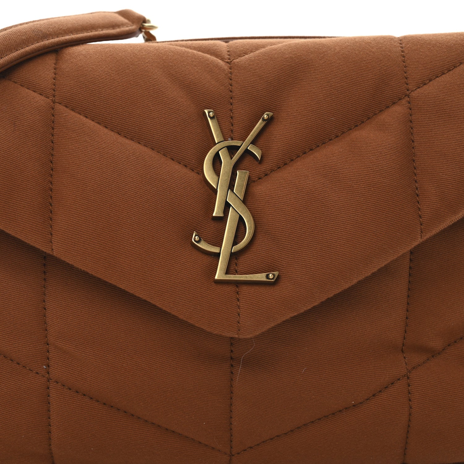 Saint Laurent Canvas Quilted Small Loulou Puffer Monogram Chain Satchel Cinnamon 8 of 10
