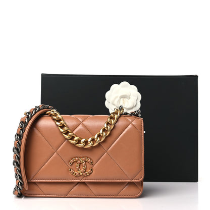 Chanel Lambskin Quilted Chanel 19 Wallet On Chain WOC Brown 11 of 11