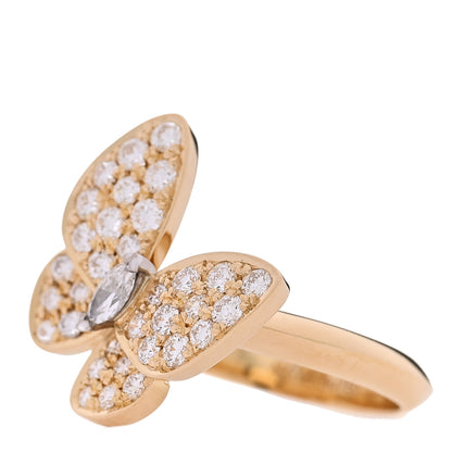Van Cleef & Arpels 18K Yellow Gold Diamond Two Butterfly Ring 50 5.25 4 of 6