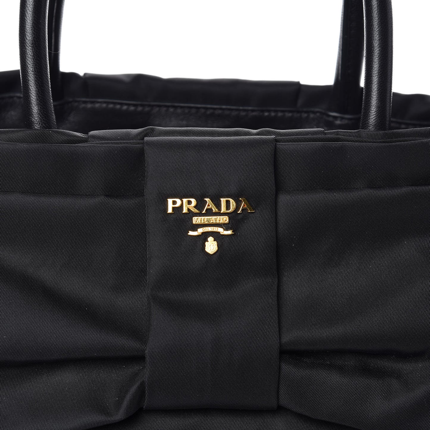 Nylon Tessuto Fiocco Bow Tote Black