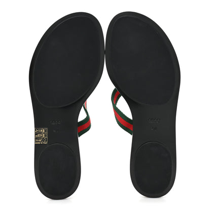 Gucci Nylon Guccissima Web Womens Thong Sandals 40 Green Red Black 5 of 7