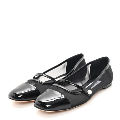Jimmy Choo Patent Mesh Elisa Flats 39 Black 4 of 9