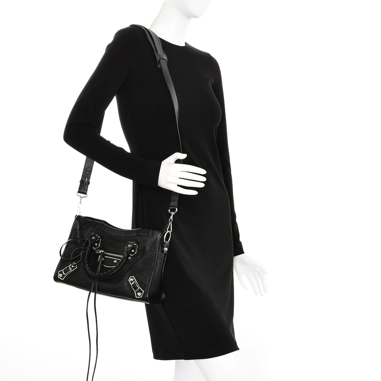 Chevre Silver Metallic Edge Hardware S City Black