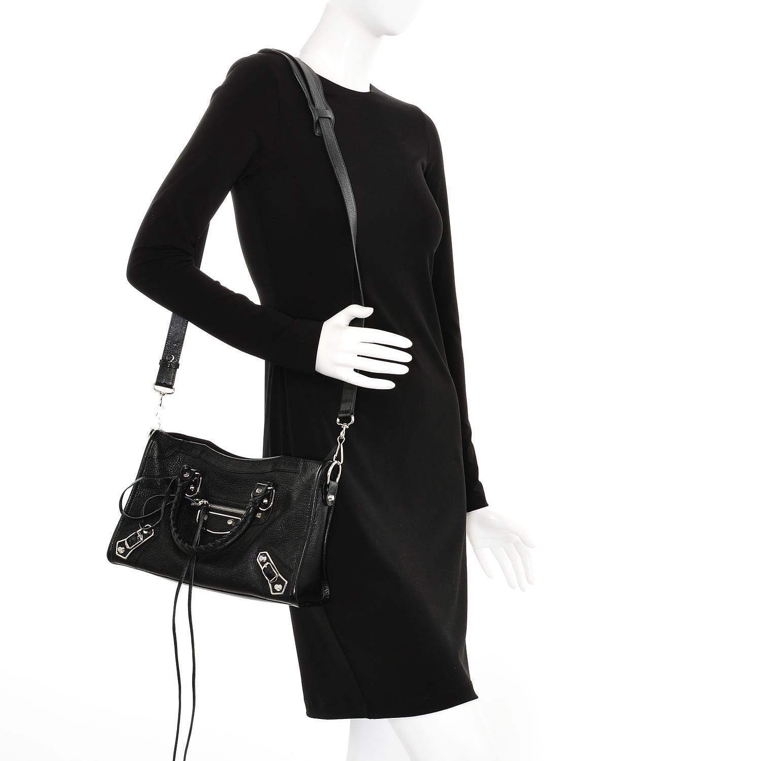 Balenciaga Chevre Silver Metallic Edge Hardware S City Black 2 of 7