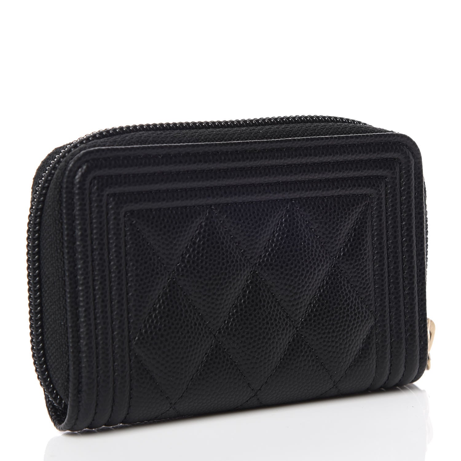 Chanel Caviar Quilted Boy Zip Around Coin Purse Wallet Black 3 of 8