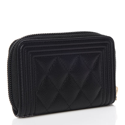 Chanel Caviar Quilted Boy Zip Around Coin Purse Wallet Black 3 of 8