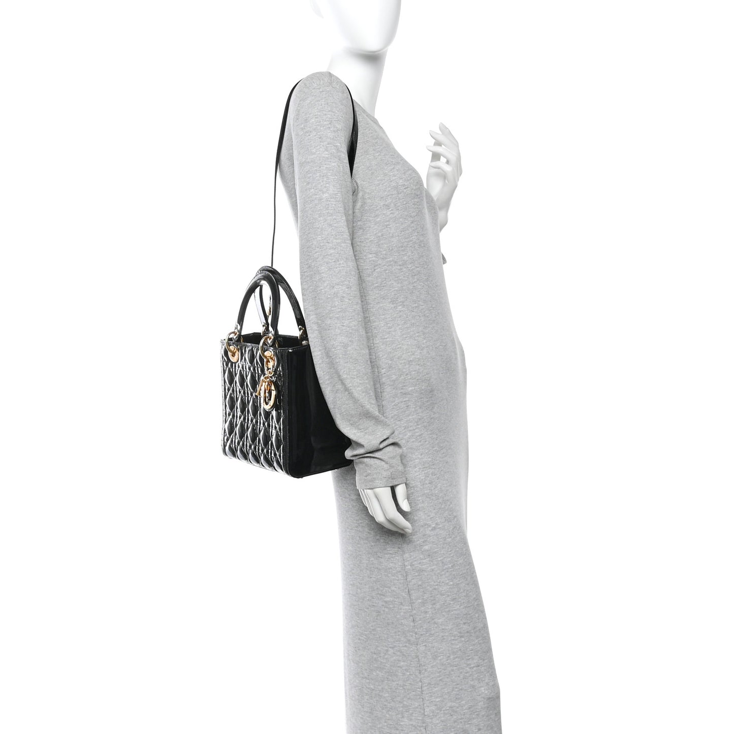 Patent Cannage Medium Lady Dior Black