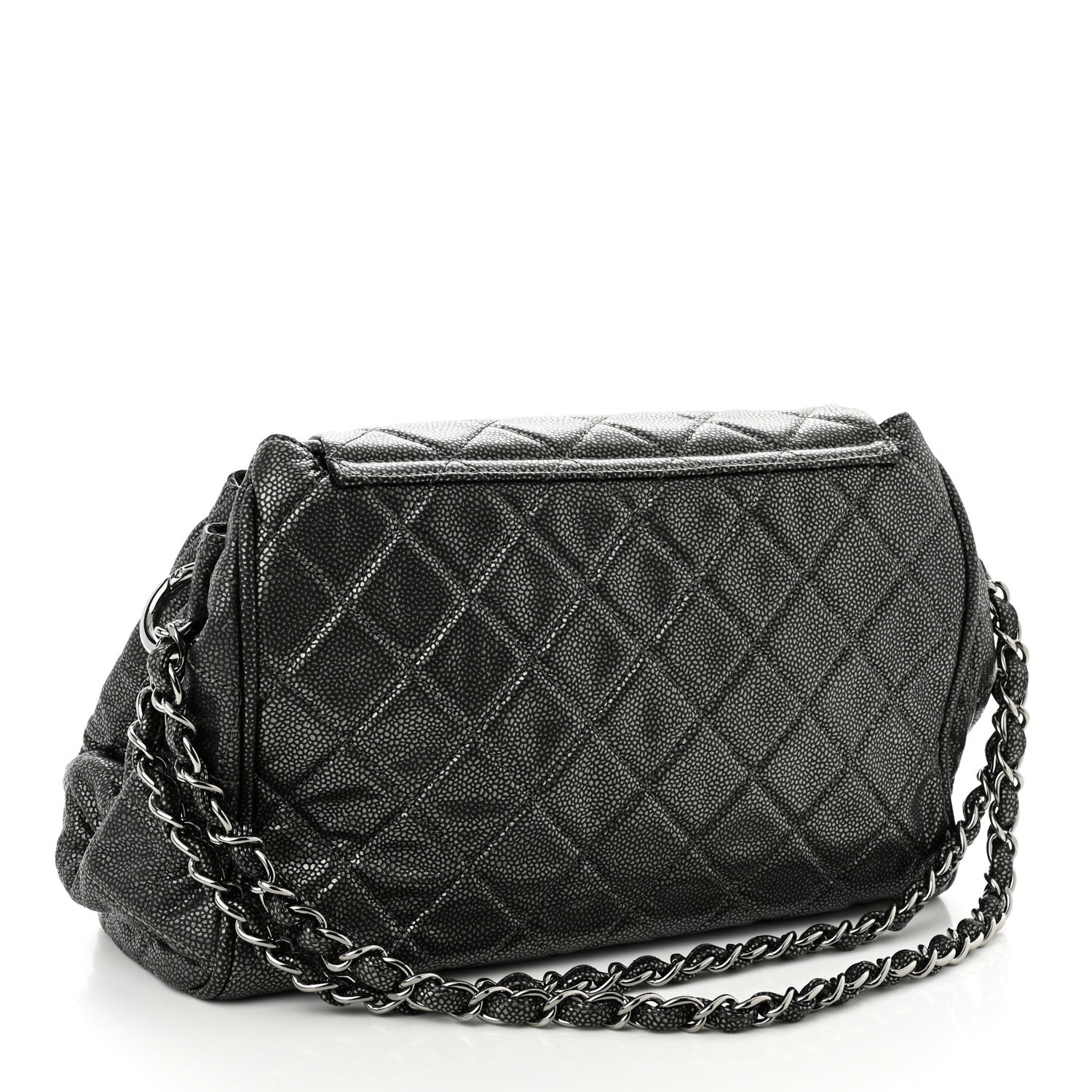 Chanel Metallic Caviar Quilted Timeless Accordion Flap Dark Silver 3 of 12