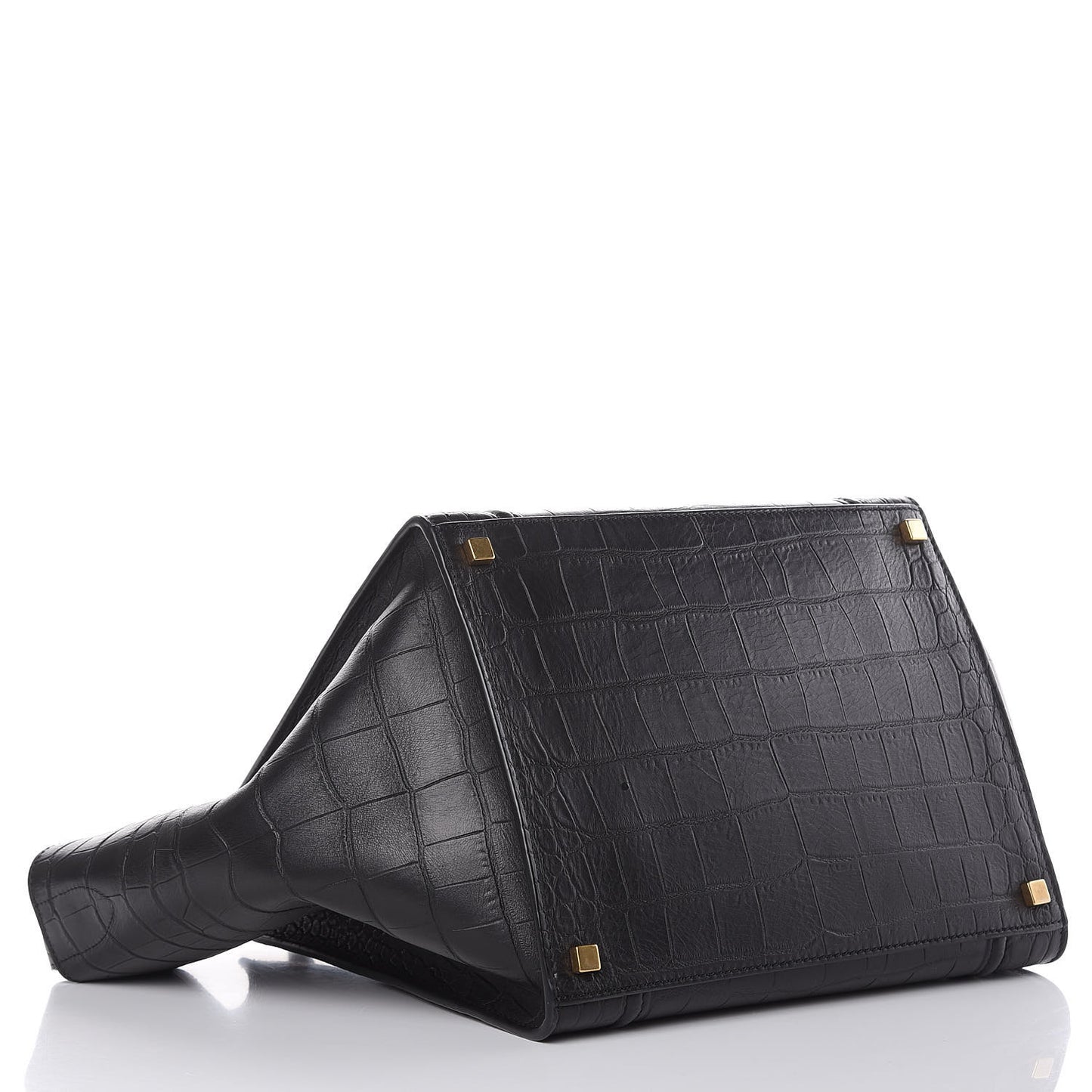 Calfskin Crocodile Embossed Medium Phantom Luggage Black