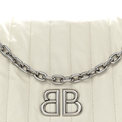 Balenciaga Arena Calfskin Nylon Medium Monaco Chain Shoulder Bag Optic White 8 of 10