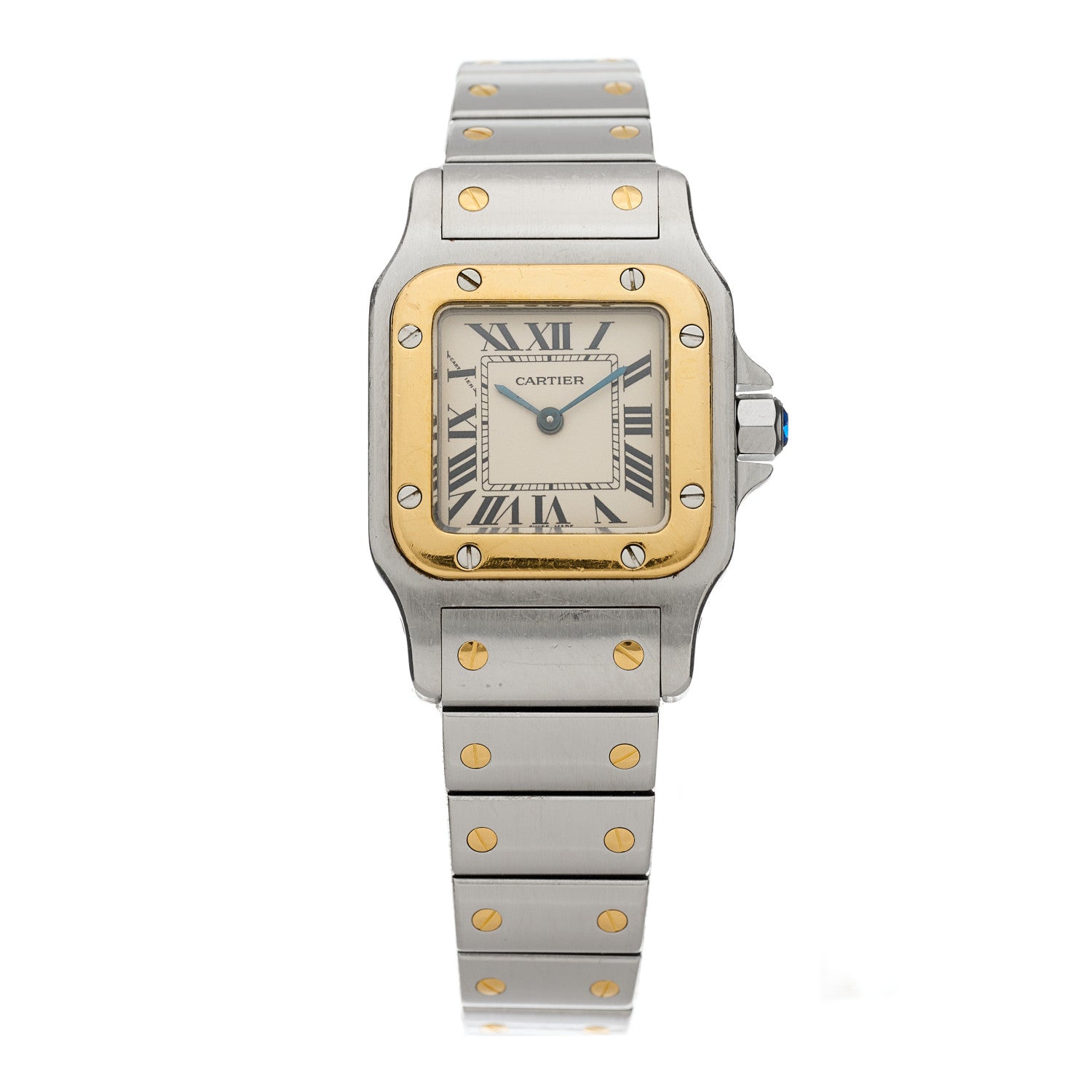 Cartier Stainless Steel 18K Yellow Gold 24mm Santos De Cartier Galbee Quartz Watch 1 of 4
