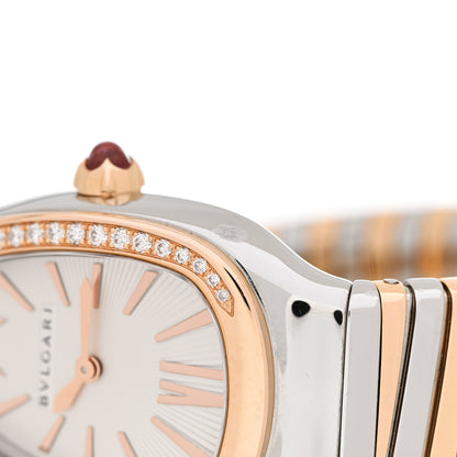 Bulgari Stainless Steel 18K Rose Gold Diamond Bezel 35mm Serpenti Tubogas Quartz Watch 7 of 8