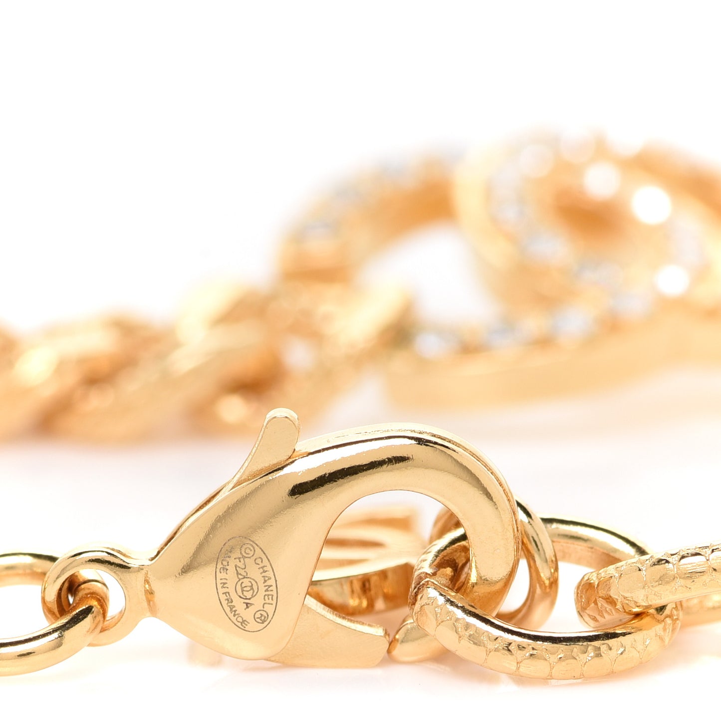 Crystal CC Chain Link Bracelet Gold