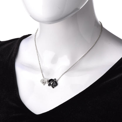 Cartier 18K White Gold Diamond Black Onyx Caresse D'Orchidees Par Pendant Necklace 2 of 6