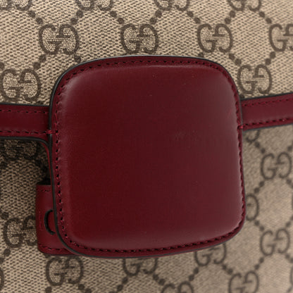 Gucci GG Supreme Monogram Horsebit 1955 Soft Small Shoulder Bag Beige Ebony Rosso Ancora 10 of 11