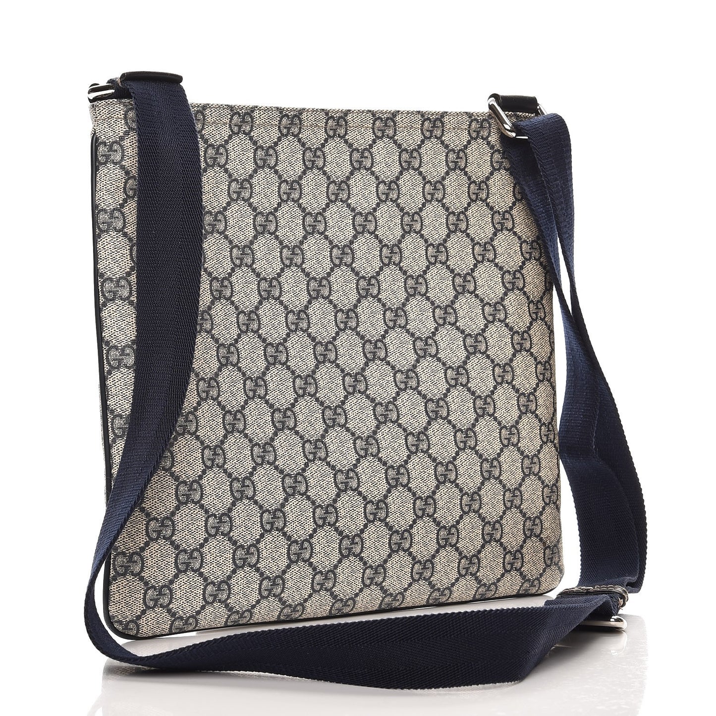 GG Supreme Monogram Small Flat Side Zip Messenger Bag Beige Blue